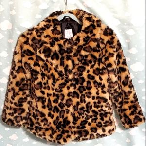 Children's Place Leppard print Fur coat